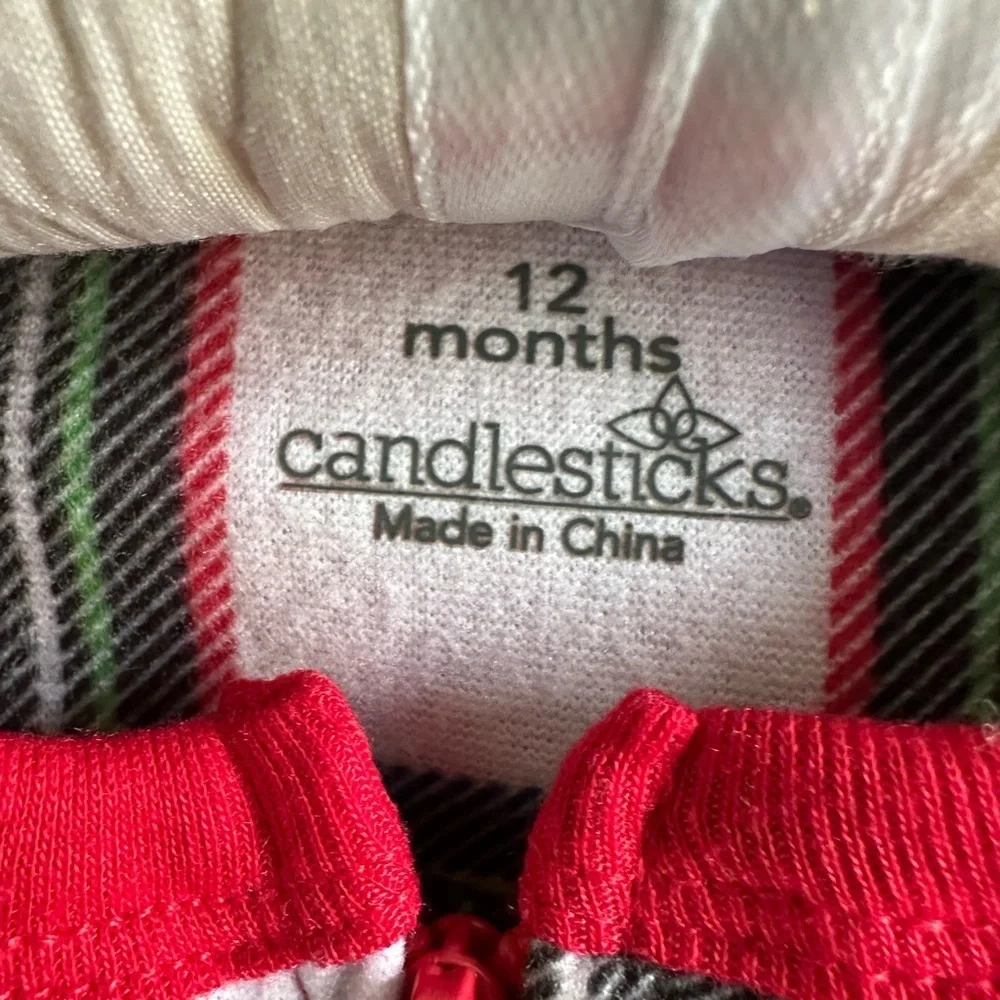 New Macys Flannel Plaid Pajamas Footies Baby 12 months  New with tags